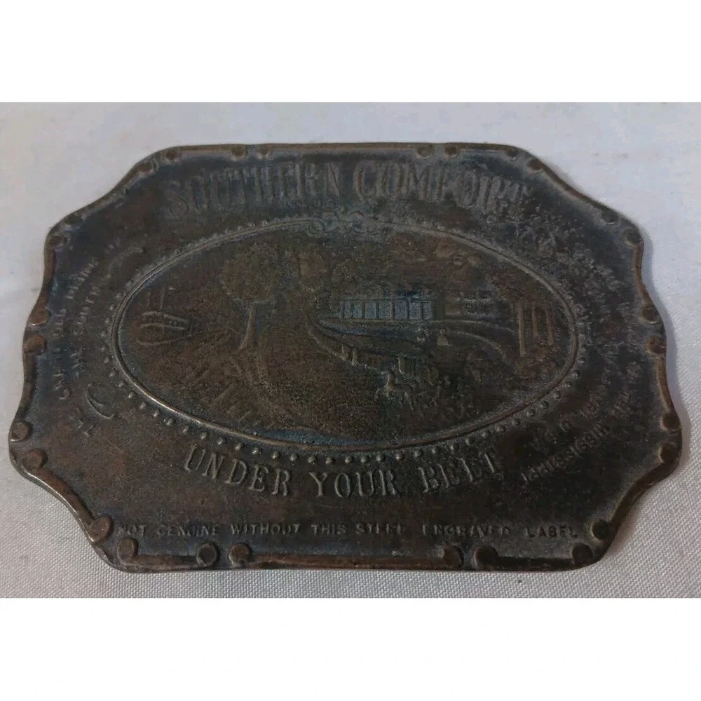 Vtg Southern Comfort Whiskey Belt Buckle Under Your Belt 70s Advertising‎ Promo